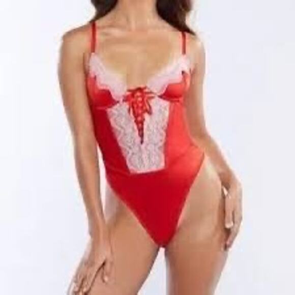 Savage X Fenty Red Goji Berry Bodysuit Womens Size S - Picture 2 of 10